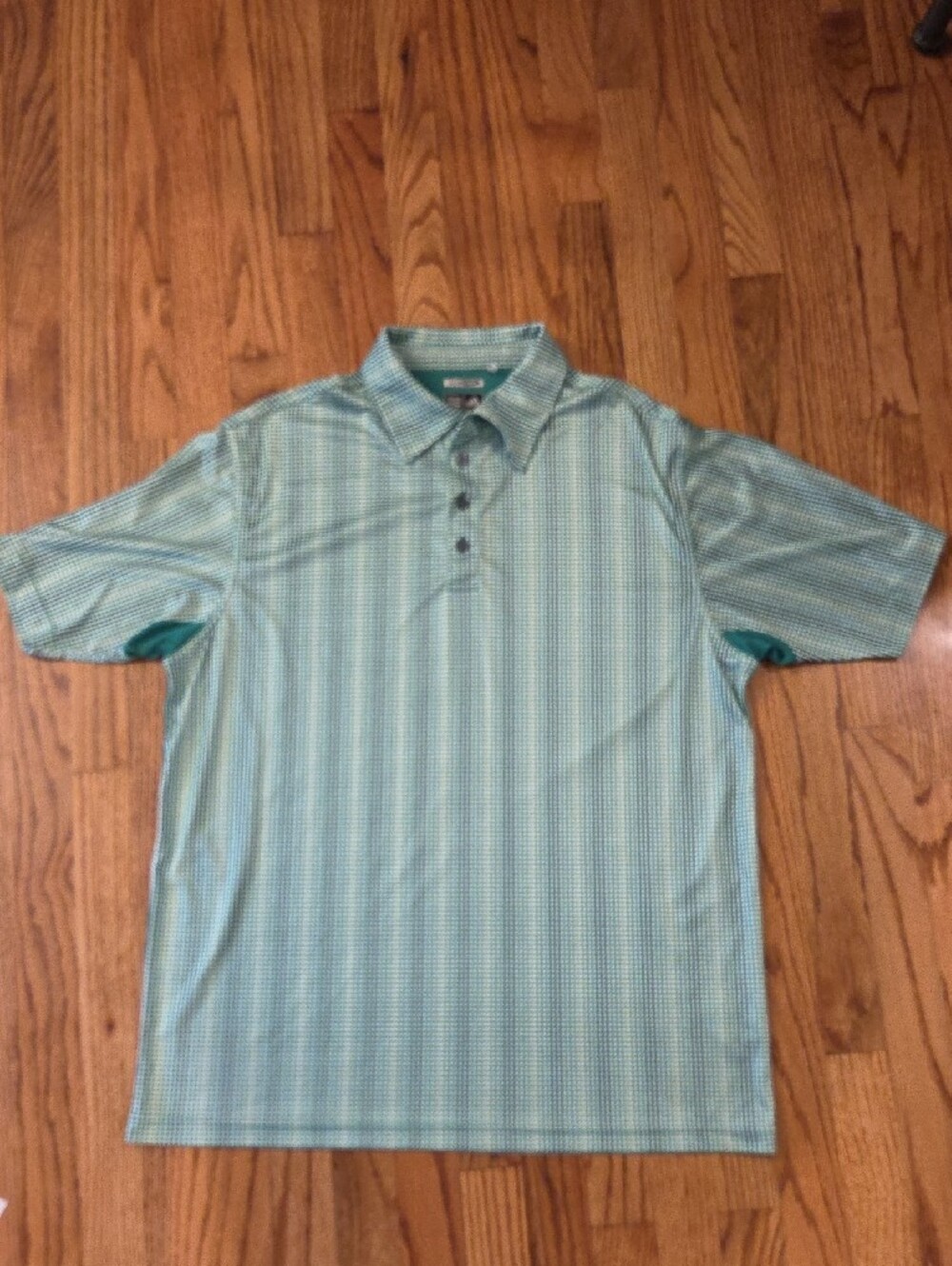 Vtg adidas Climacool Green and White Micro-Check Polo Shirt Size: L